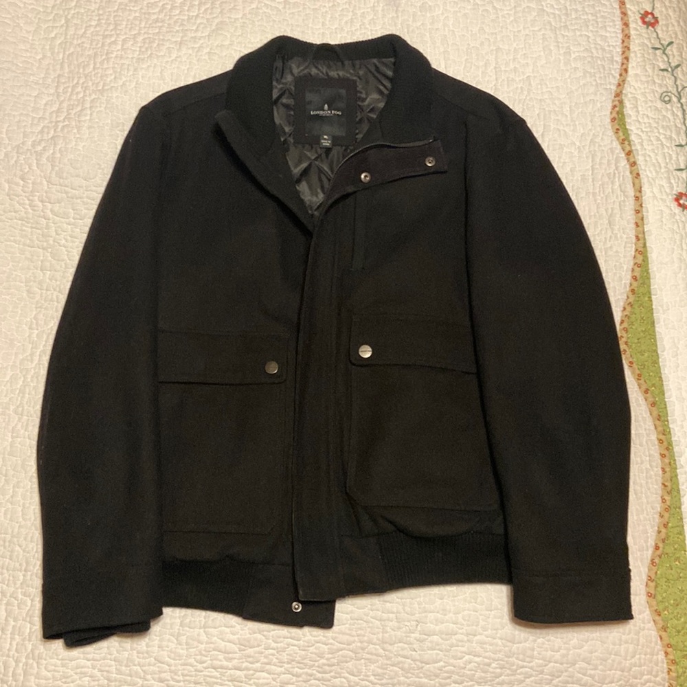 London Fog wool coat black size XL mens